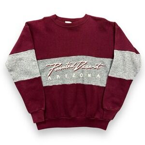 Vintage Painted Desert Arizona Sweatshirt Striped Maroon Pullover Size Large USA